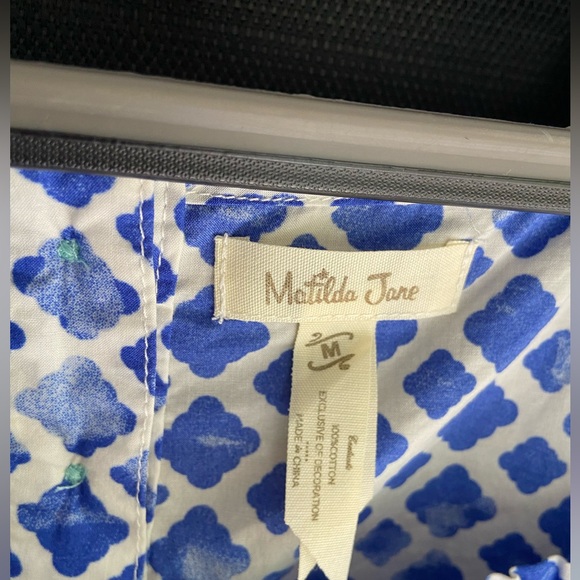 Matilda Jane Blue Smocked Shirt Tank Top Wandering Waters Tassels Ruffle Medium - Picture 3 of 5